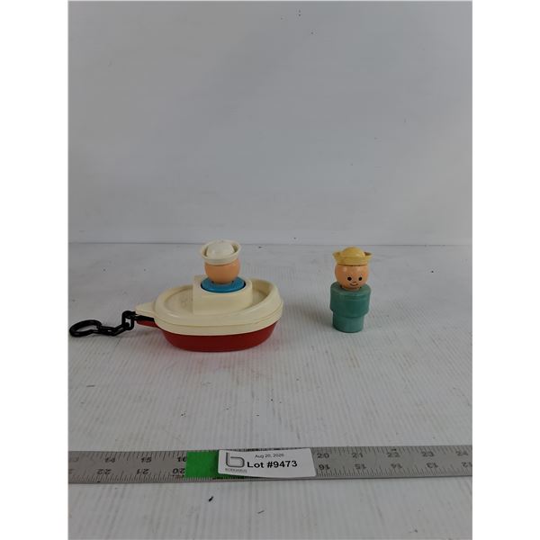 Vintage 1974 Fisher-Price Little People Jumbo Tugboat Bath Toy Set