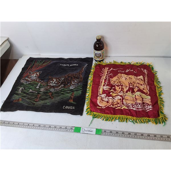 Uncle Ben Ginger Ale- Sealed, Fort Nelson B.C. Throw Pillow Cover & Calgary Fabric Sheet 16.25" x17"