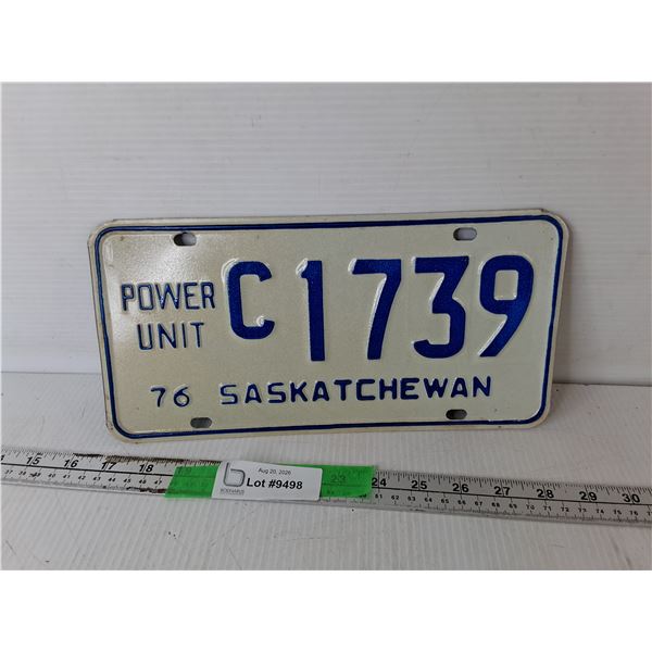 Sask. 1976 Power Unit License Plate