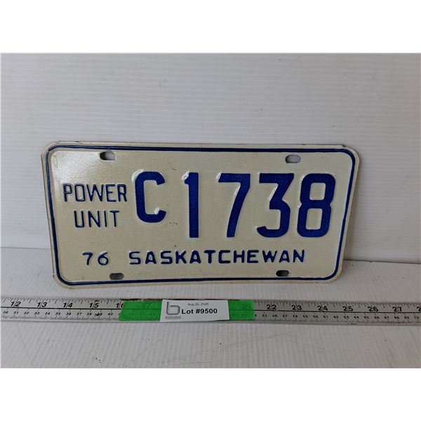 Sask. 1976 Power Unit License Plate