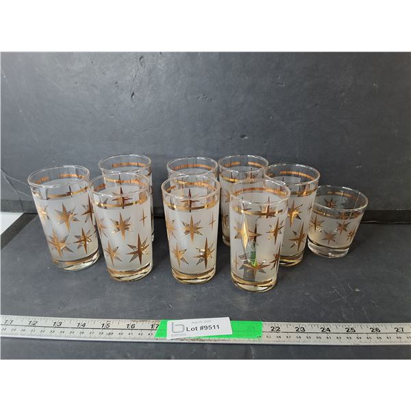 (9) Domion Glass Starbright Glasses Up to 5"