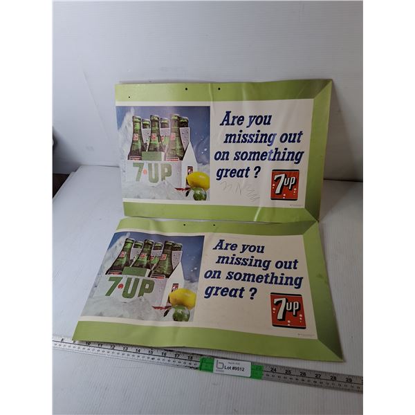(2) Vintage 7Up Posters 20" x 13"