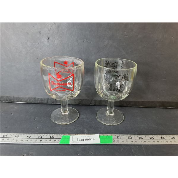 Olympia Beer & Budweiser Goblets 6"