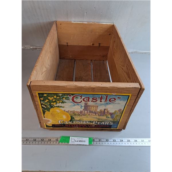 Castle Canadian Pears Wooden Crate 19.5" x 12.25" x 9"- Can't SHip