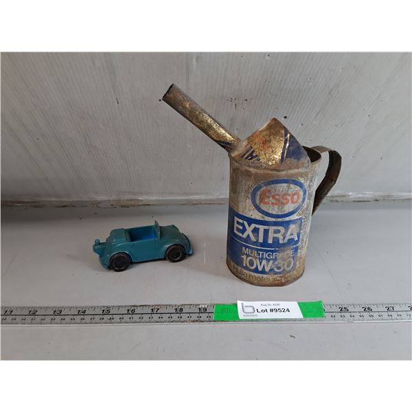 Vintage Esso 10W30 Oil Can & Playskool Toy Car