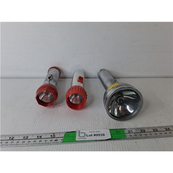 (3) Metal Flashlights Up to 9.5"- As Is