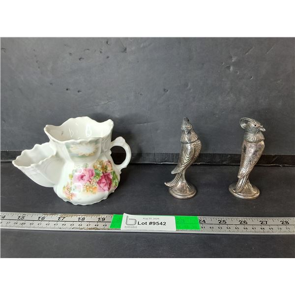 Shaving Scuttle Mug & Pewter Salt & Pepper Shakers