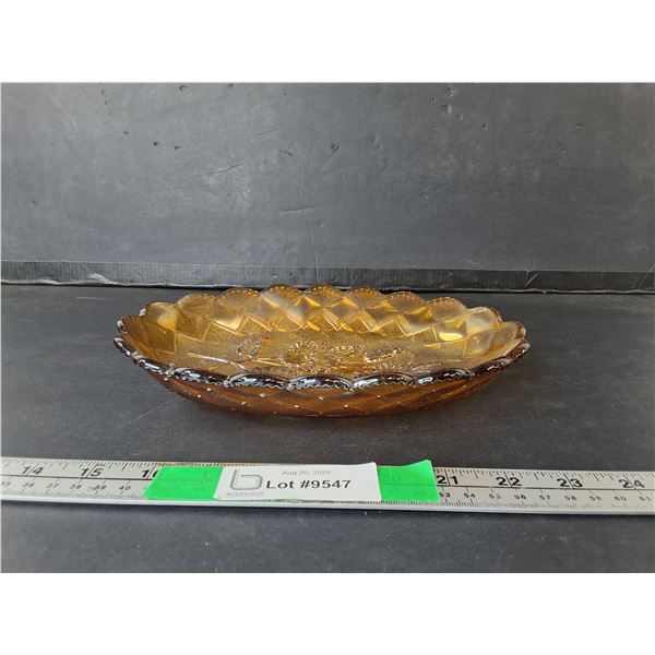 Amber Glass Pansy Dish 8.75"