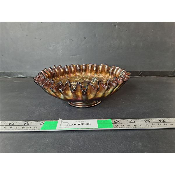 Northwood Carnival Glass Candy Ribbon Bowl 8"