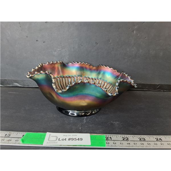 Northwood Ruffled Stipple Glass Bowl 8.5"