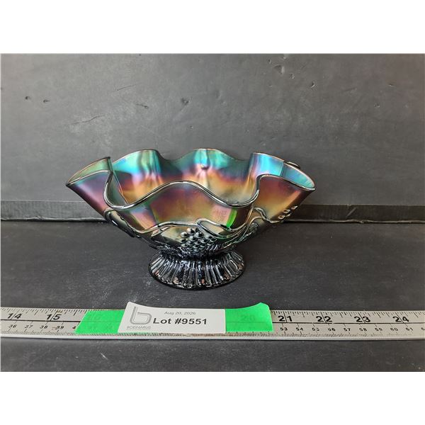Northwood Star of David & Bows Ruffled Glass Bowl 7.5"