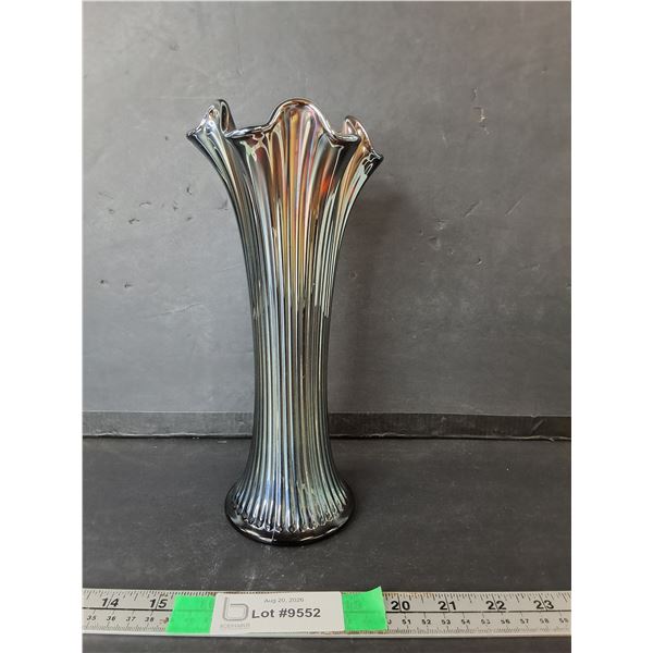 Northwood Ribbed Carnival Glass Vase 10"