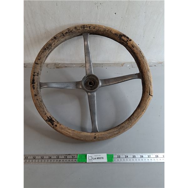 Vintage Wooden Steering Wheel 17" Diameter, Can't Ship