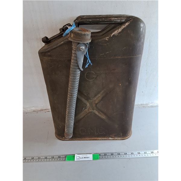 Vintage Metal U.S. Military Jerry Can 18.5" Tall, Can't Ship
