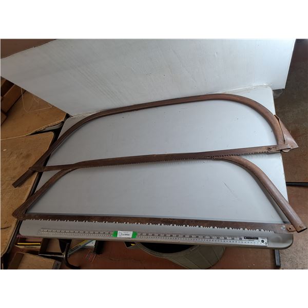 *(2) Vintage Metal Bow Saws Up to 56" Long, Can't Ship