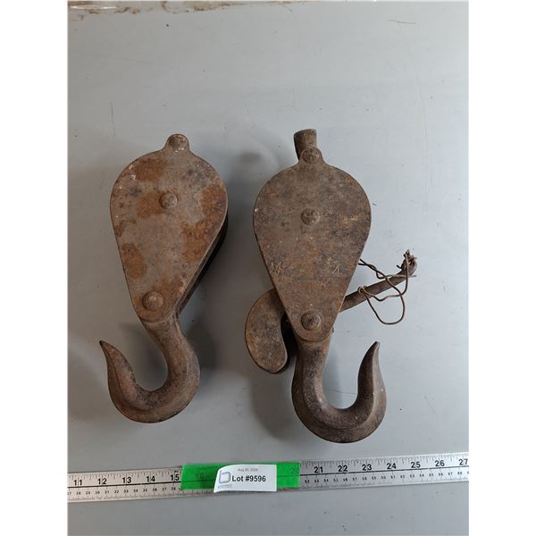 (2) Vintage Barn Pulleys, Can't Ship