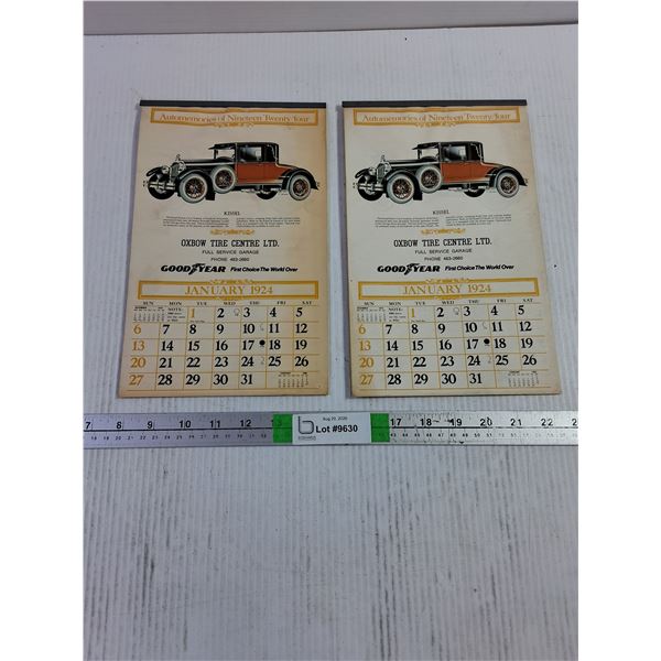 (2) 1924 Reproduction Calendar-Oxbow Tire Centres