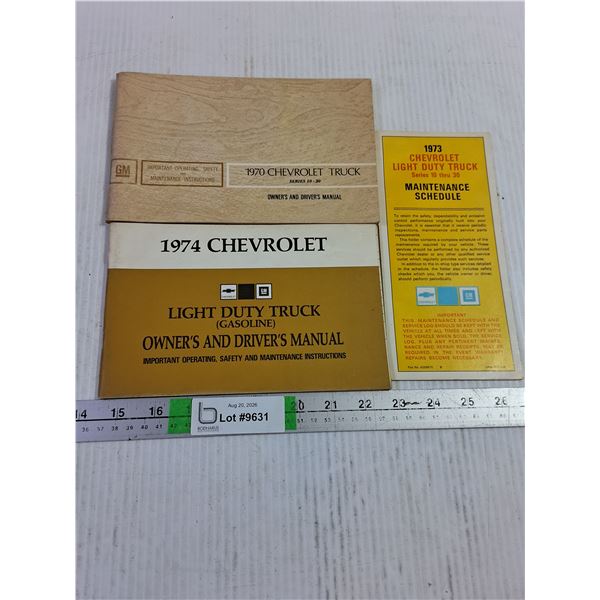 (3) Assorted 1970's Chevrolet Truck Manuals