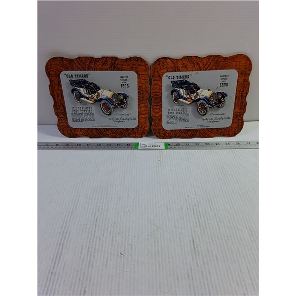 (2) "Old Timer" Decorative Plaques Featuring a 1911 Chalmers-Weyburn Saskatchewan