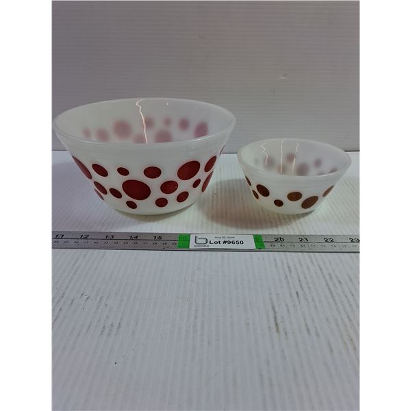 (2) Vintage Fire King Bowls Featuring Polka Dot Pattern