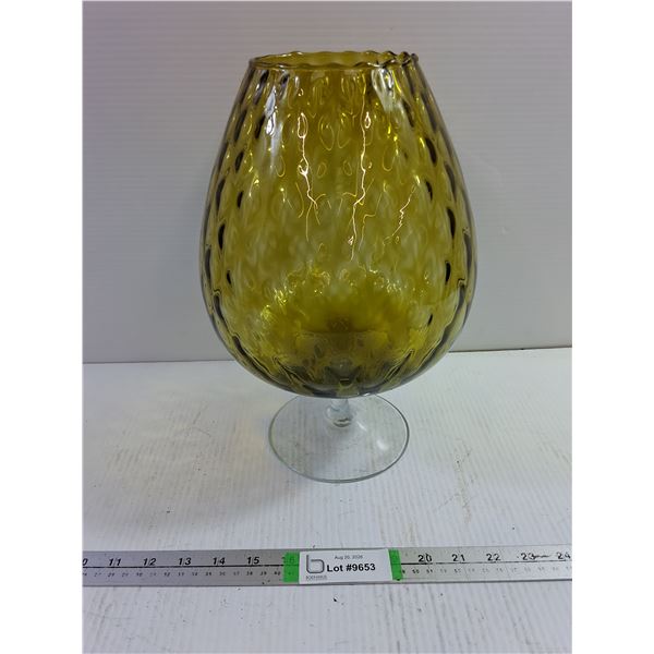 Vintage Empoli Green Art Glass Snifter Style Vase