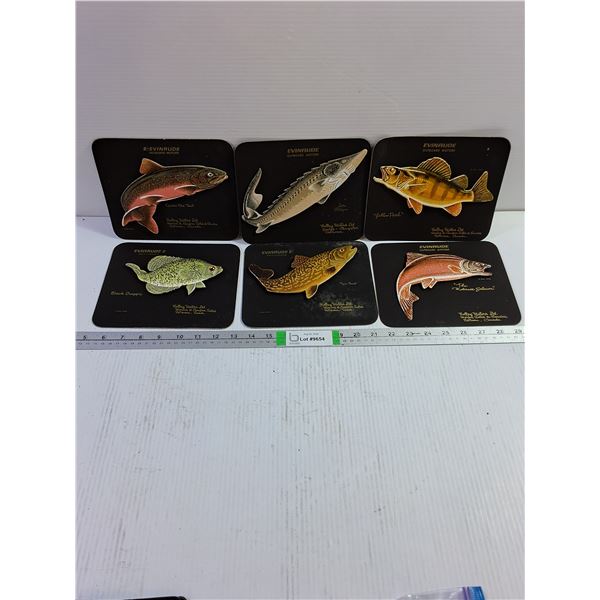 (6) Vintage Evinrude Coasters Featuring Various Fish-Estevan,Saskatchewan