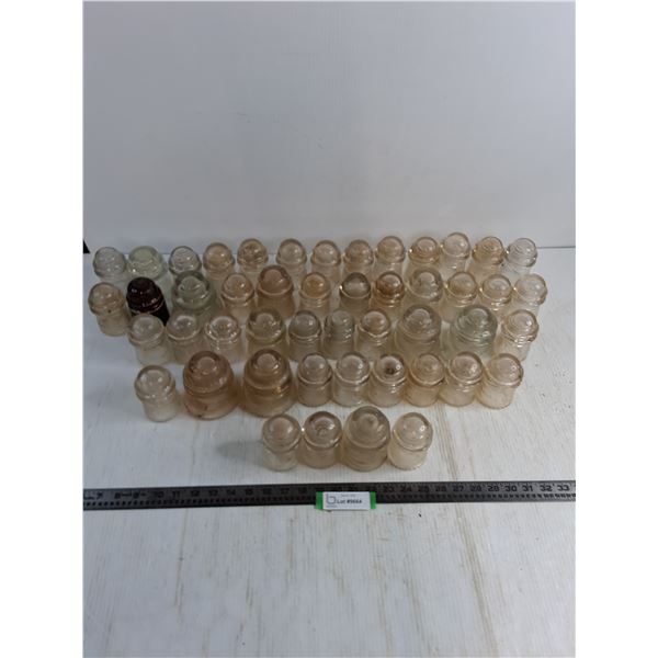 * (49) Vintage Mostly Glass Insulators, 5 Gallon Pail - Cannot Ship