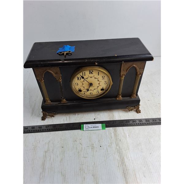 Antique Sessions Table Clock featuring Ornate Brass Accents - 15x10x6"