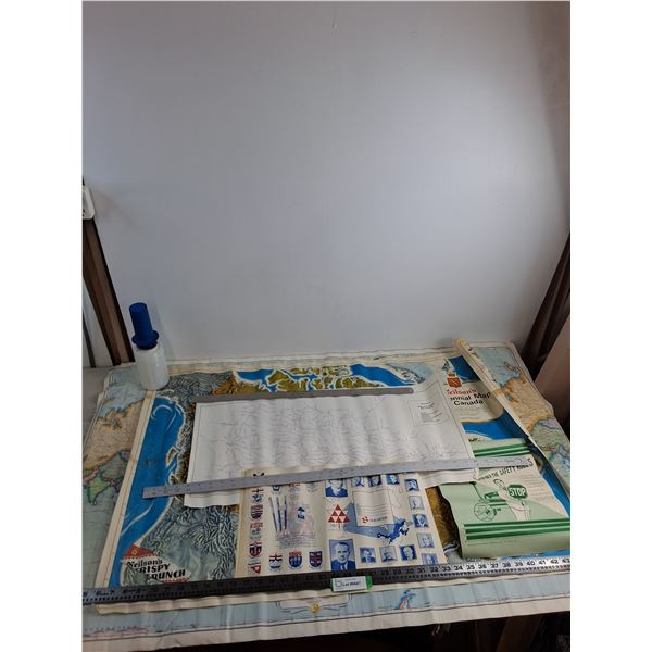 Vintage World & Canada Maps, Proposed Canadian Rail Map, Political & Safety Papers - Largest 50x32"