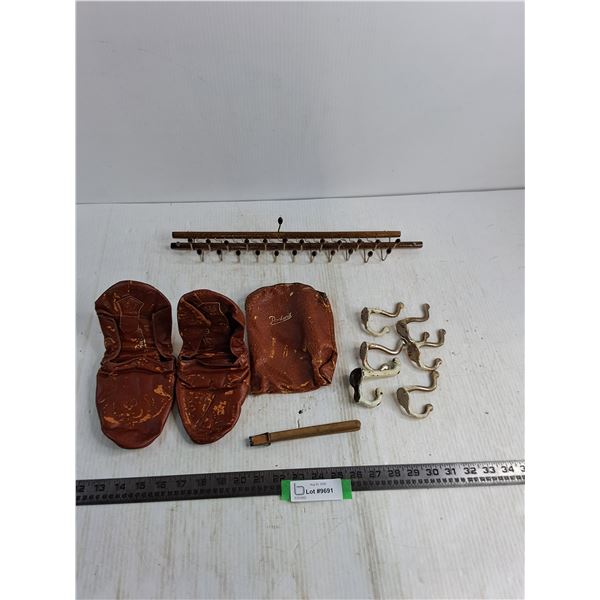 Vintage Packard Slippers, Coat Hooks, Horizon Necktie/Scarf Rack