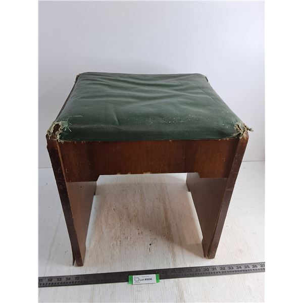 * Vintage Wooden Sewing Machine Bench w/Contents - 19x17x14" - Cannot Ship