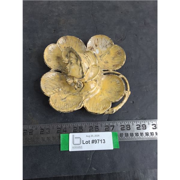 Vintage Metal Ink Well Dish