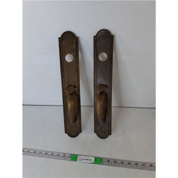 (2) Antique Roland Bronze Door Pulls 17.75"
