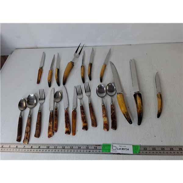 Faux Horn & Marble Ended Cutlery