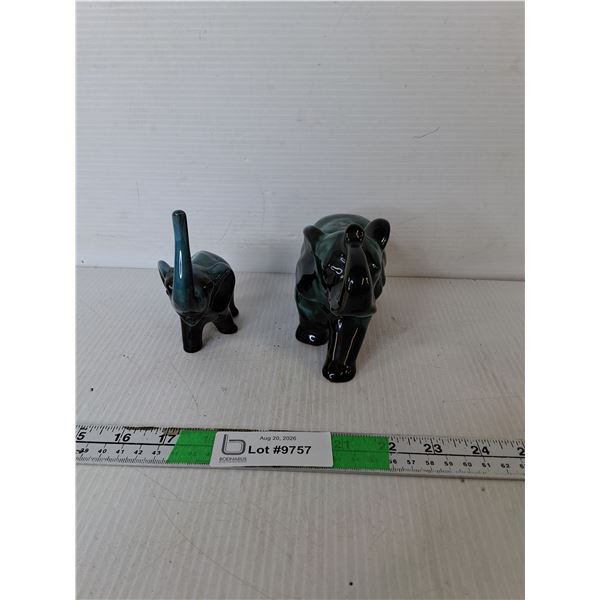 (2) Drip Glaze Elephant Figurines Up to 4.5"