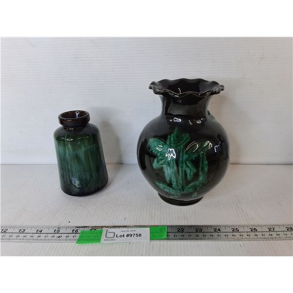 Green Drip & Leaf Ceramic Vases Up to 7.75"
