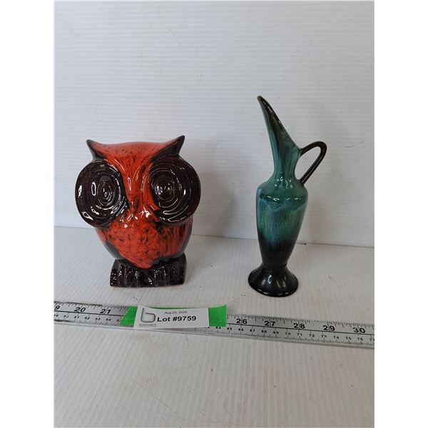 Glazed Pitcher & Owl Coinbank