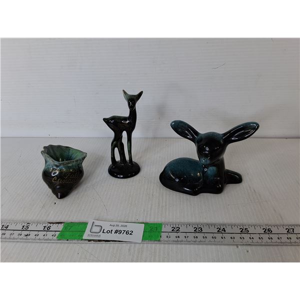 Green Drip Ceramic Deer Figurines Up to 5"