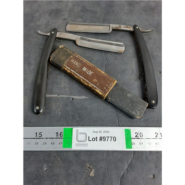 (2) Vintage Straight Razors-One with Container