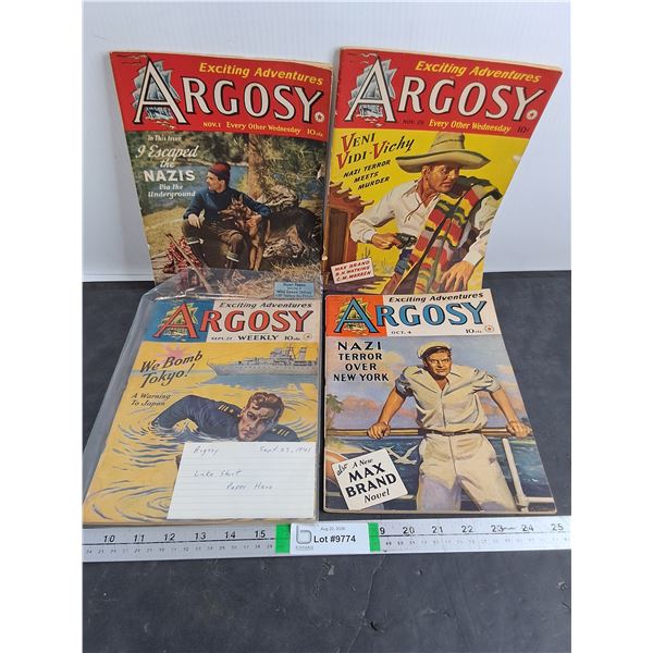 (4) Vintage Issues of "Argosy" Magazine
