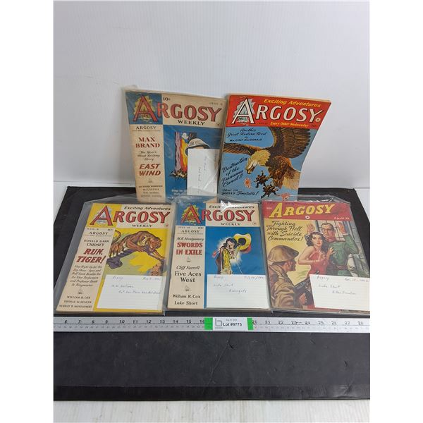 (5) Vintage Issues of "Argosy" Magazine-1940's
