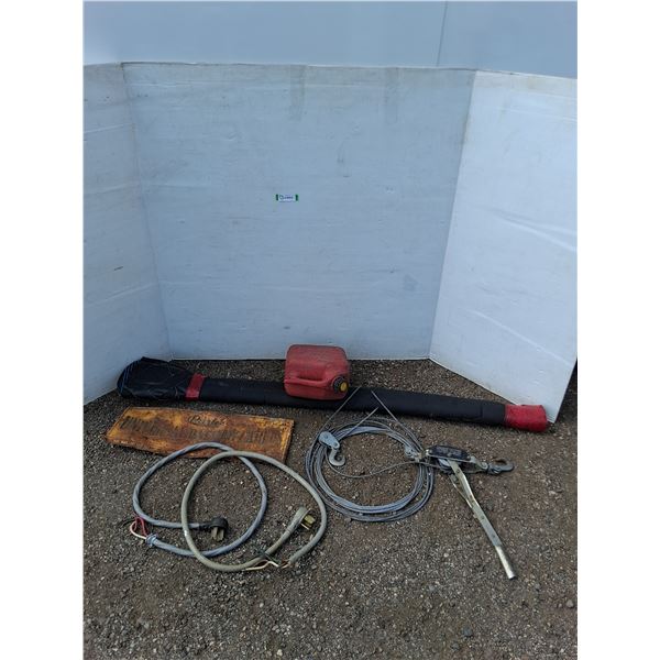 ** 5L Jerry Can, Oar, Winch Cable, High Voltage Cable & Plugs, Old Sign - Pickup Only