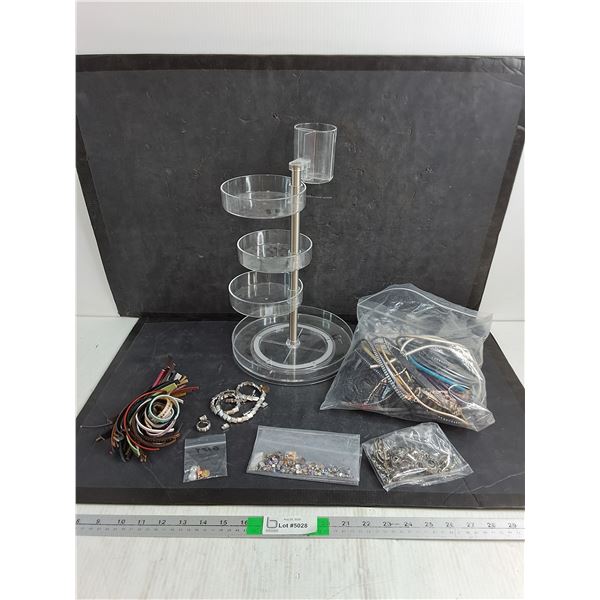 Plastic Carousel Storage Tower 17" H, Various Jewelry Supplies