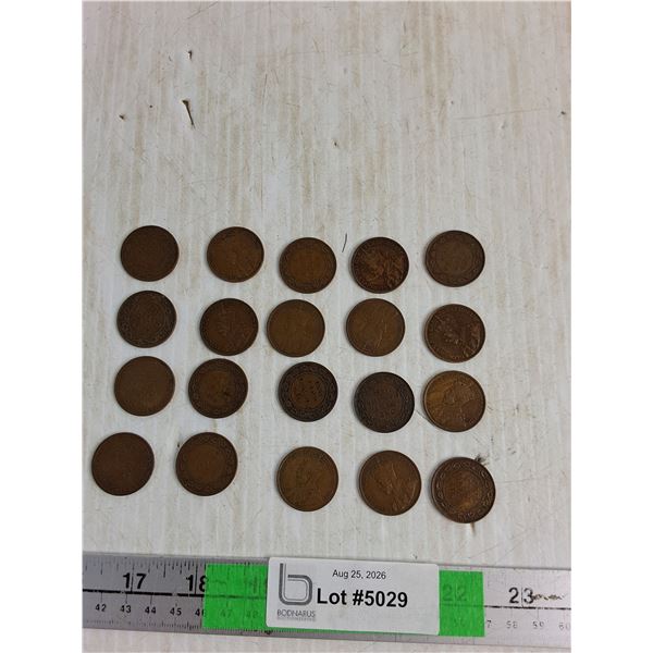 (20) 1919 Canadian Pennies