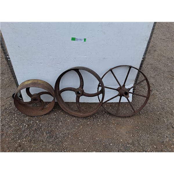 **(3) Vintage Metal Wheels Up to 18.75"- Can't Ship