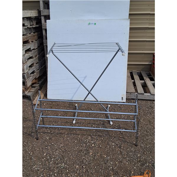 **Metal Drying Rack 31." x 21.5" x 36"- As Is & Shoe Rack 42" x 9.5" x 20"- Can't Ship