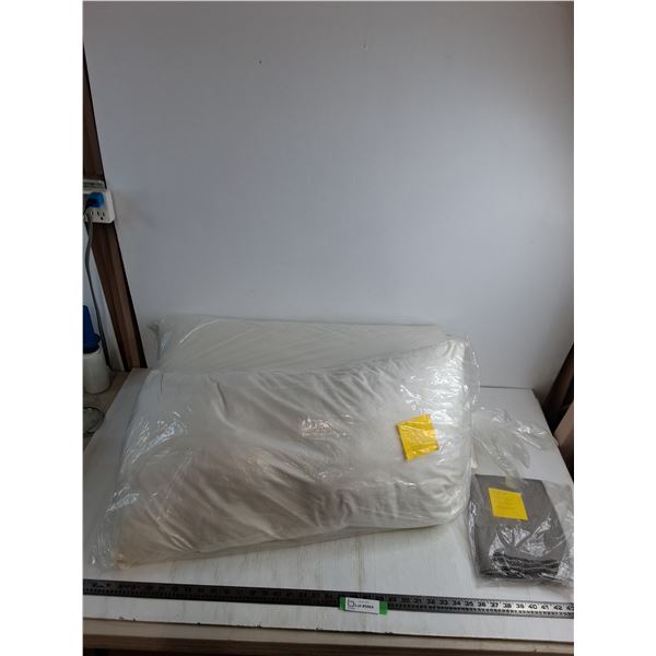 Pair of Luxury King Size Pillows w/Gray Microfibre Cases