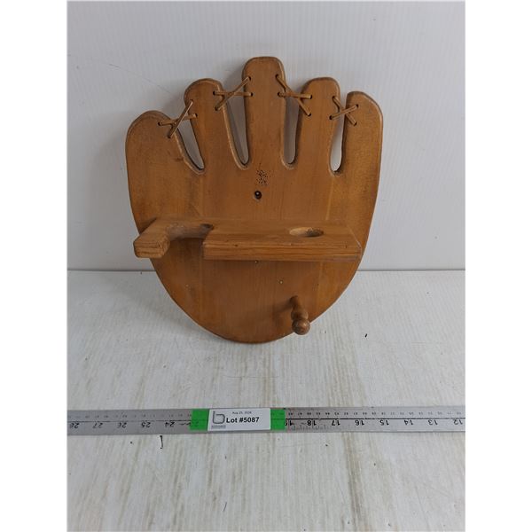 Wooden Baseball Glove Shaped Storage Piece- 11" x 13"