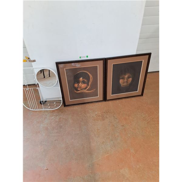 * (2) Framed Prints (26x22") & Bathroom Accessory - Cannot Ship