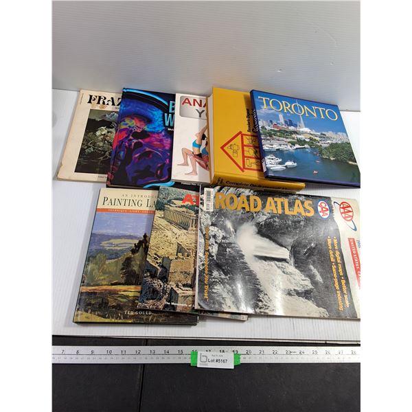 (8) Various Books - Toronto, Anatomy, Brain, Road Atlas
